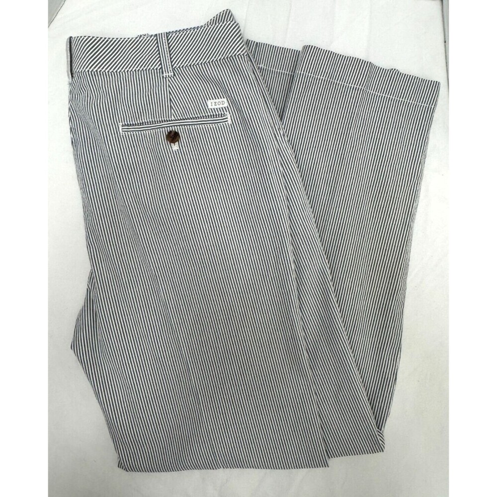 IZOD Navy & White Stripe Straight Leg Stretch Pants Men's Size 34 X 32 - EUC